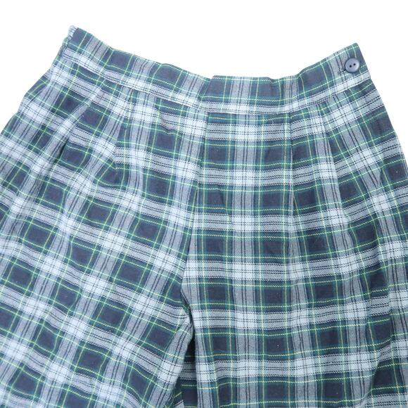 Vintage 90s Casablanca grey and green plaid flannel trouser pants M - Picture 2 of 4